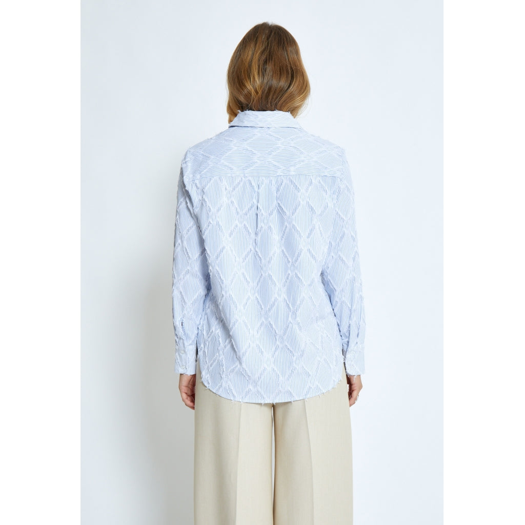 Minus | Astra - ice blue stripe - oversize shirt -MI6259