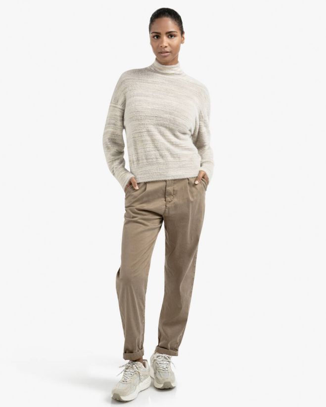 YAYA | Broek met plooien en chinozakken - capers brownish green -