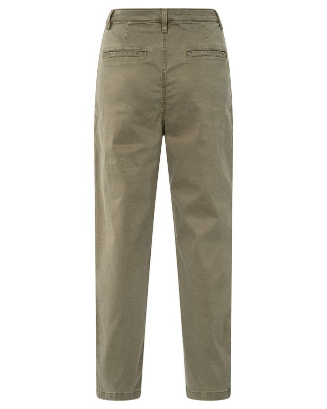 YAYA | Broek met plooien en chinozakken - capers brownish green -
