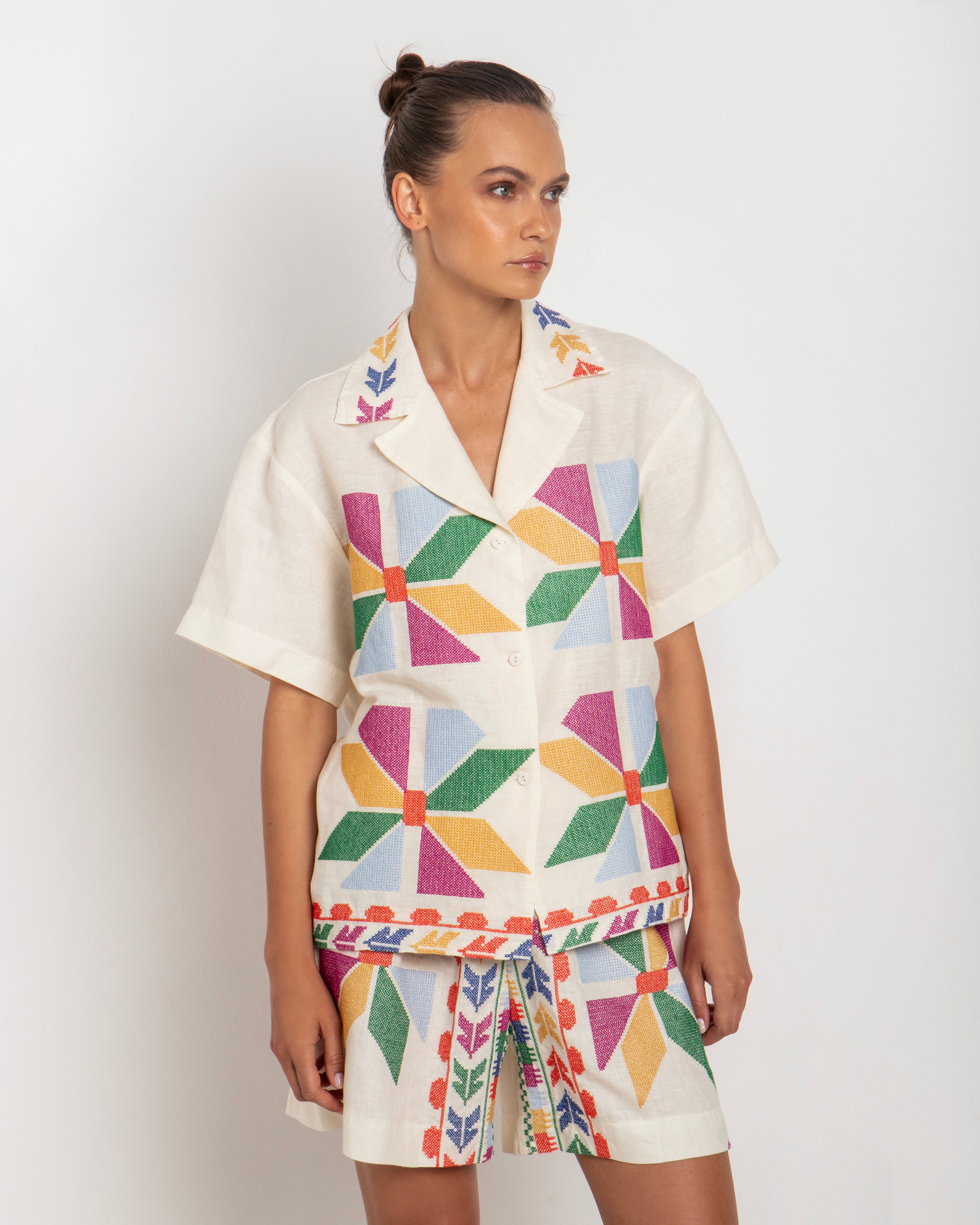 Greek Archaic Kori | shirt aelolis - natural/multi - 260027