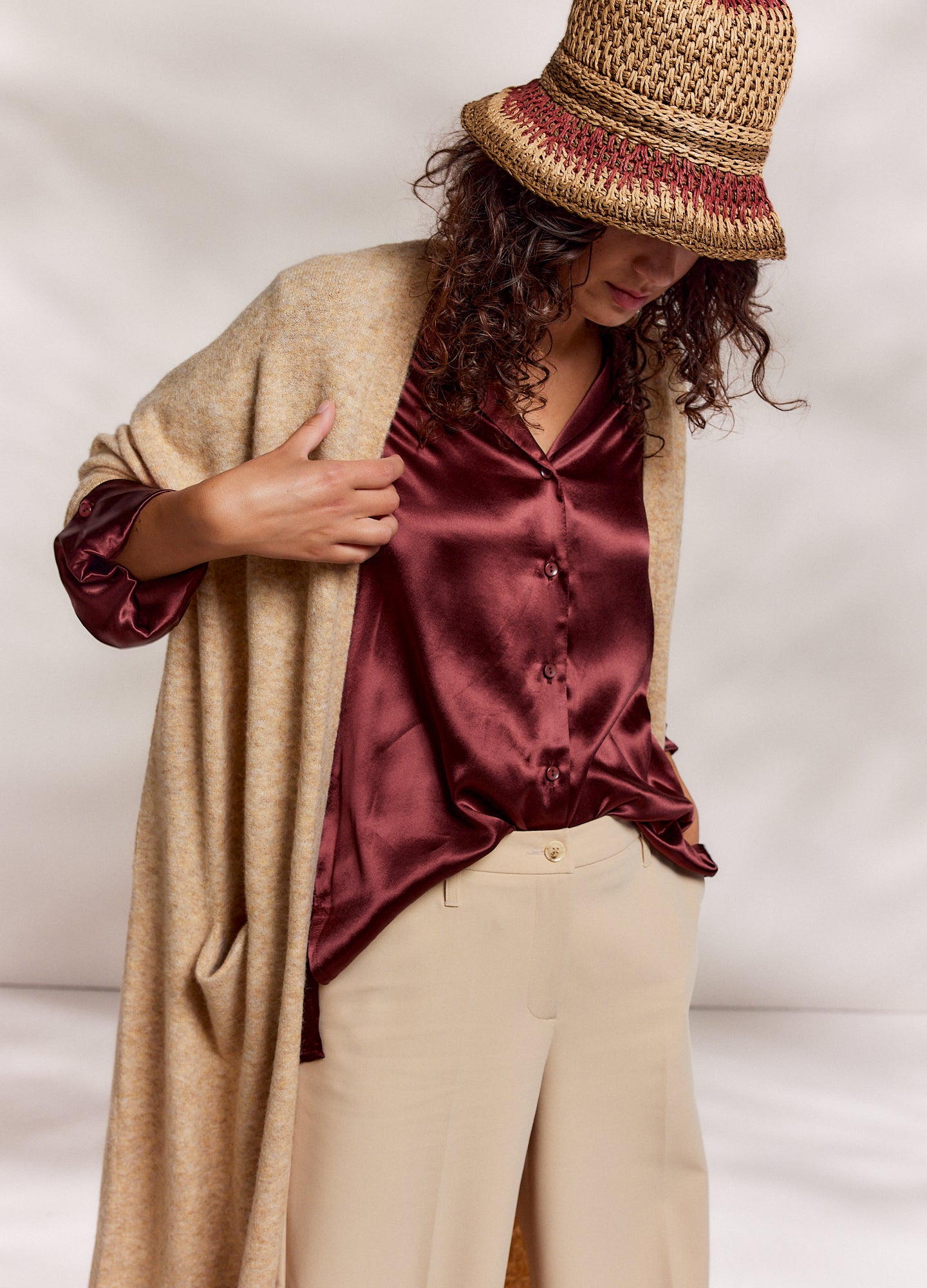 Summum Woman | Blouse heavy satin - Red grape - 2s3082-11978