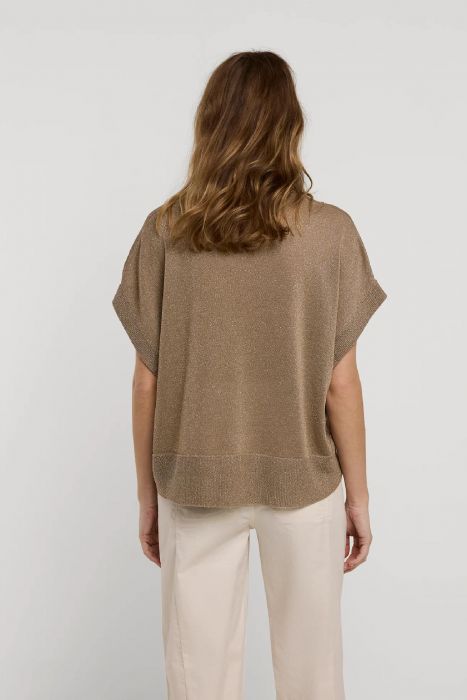 Summum Woman | Oversized sleeveless sweater shimmering lurex knit - funghi - 7s5827-7977