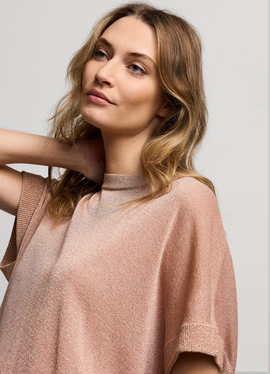Summum Woman | oversized sleeveless sweater shimmering lurex knit - antique pink - 7s5827-7977