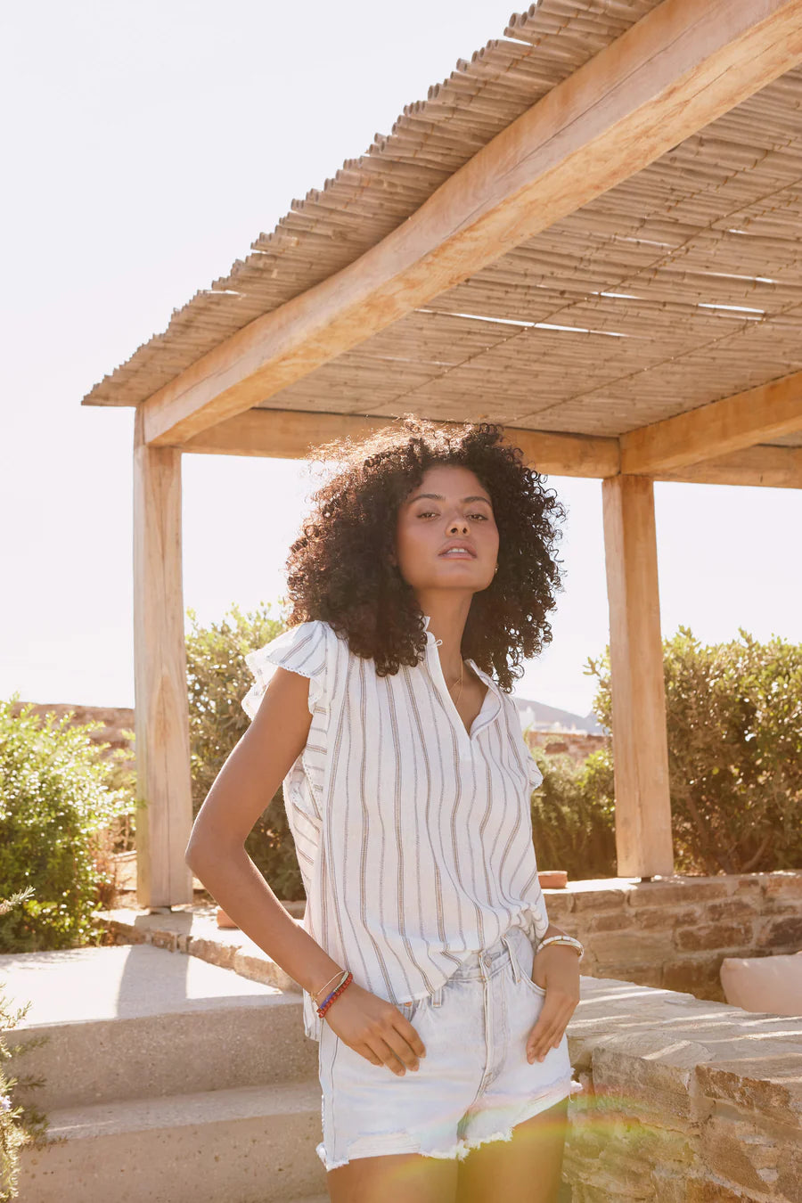 M.A.B.E | Alma Top - Ecru Stripe - 643342