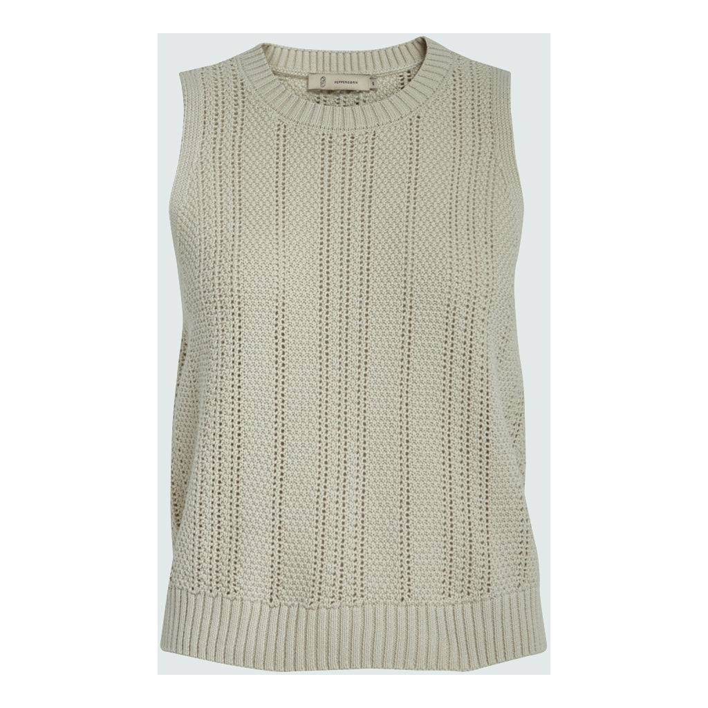 Peppercorn | Aida sleeveless knit top -  white cap grey - PC7870