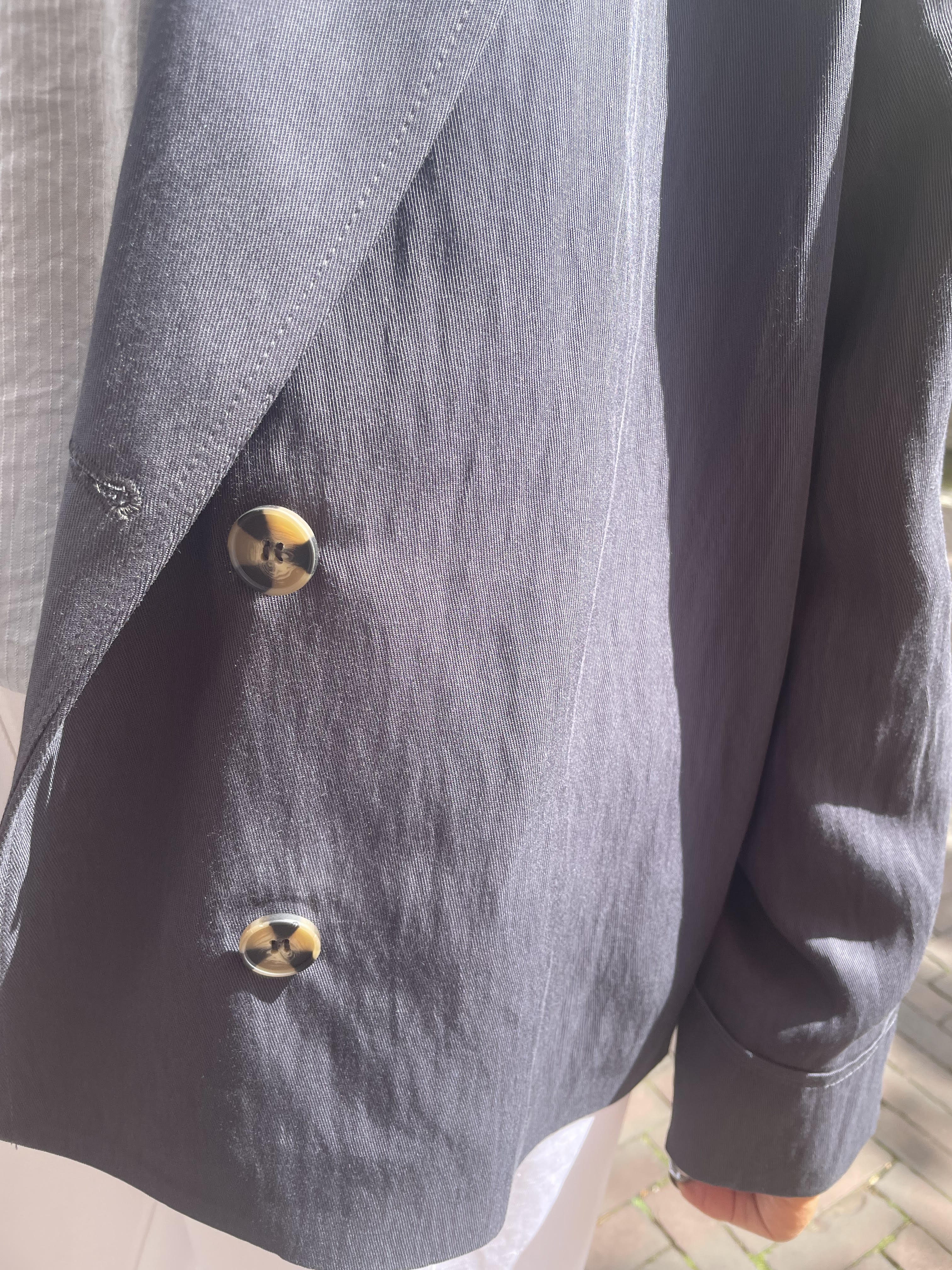 Milla (by Greek Archaic Kori) | coat cropped double breasted - blue - W25K-150081