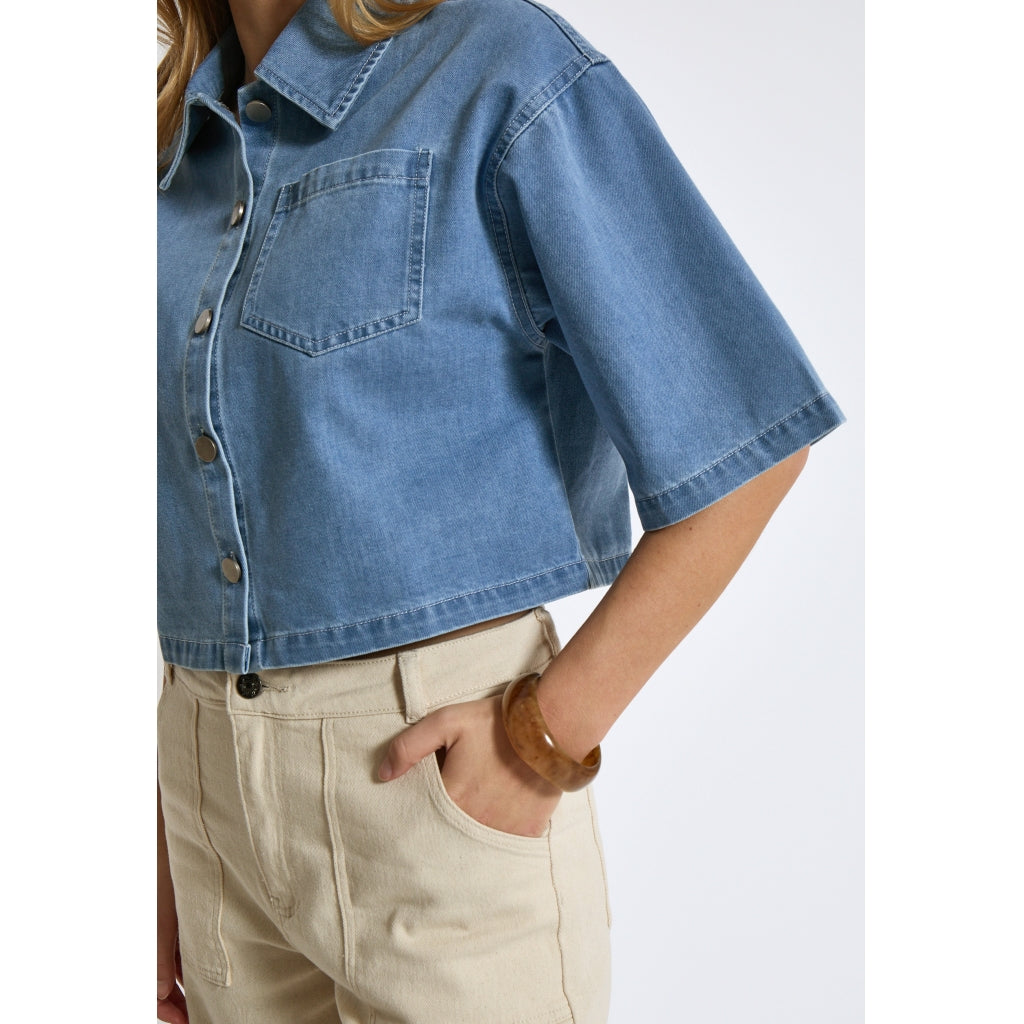 Minus | Evina cropped shirt - light denim - MI6597