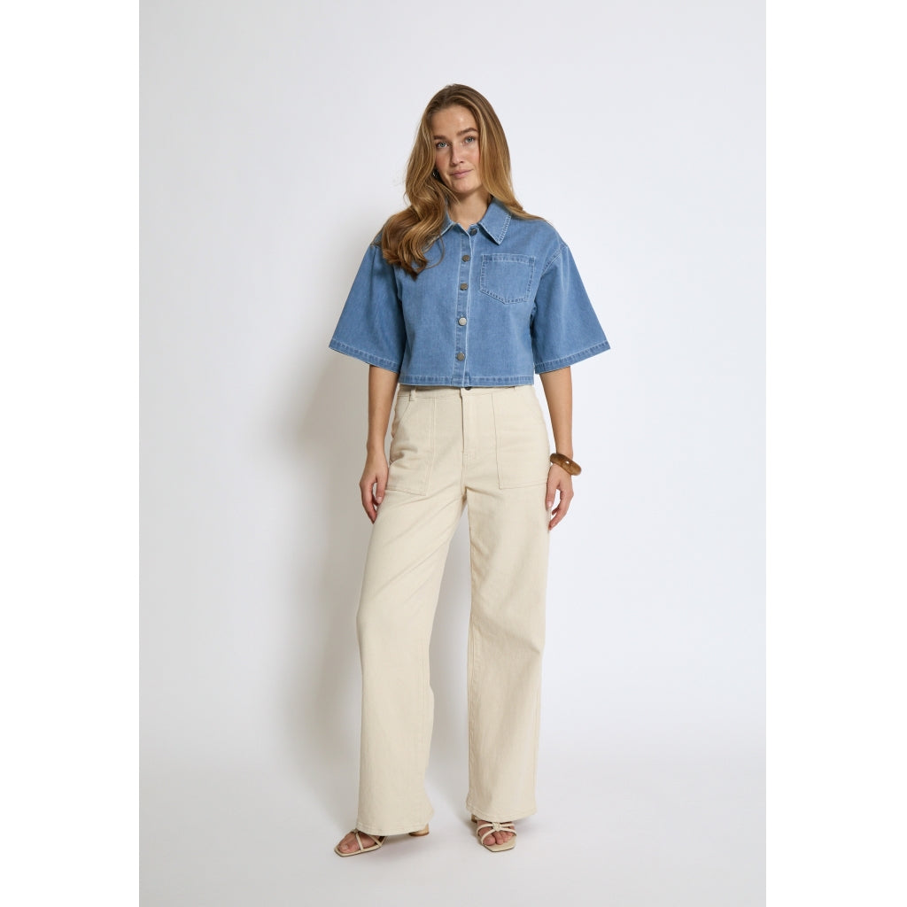Minus | Evina cropped shirt - light denim - MI6597