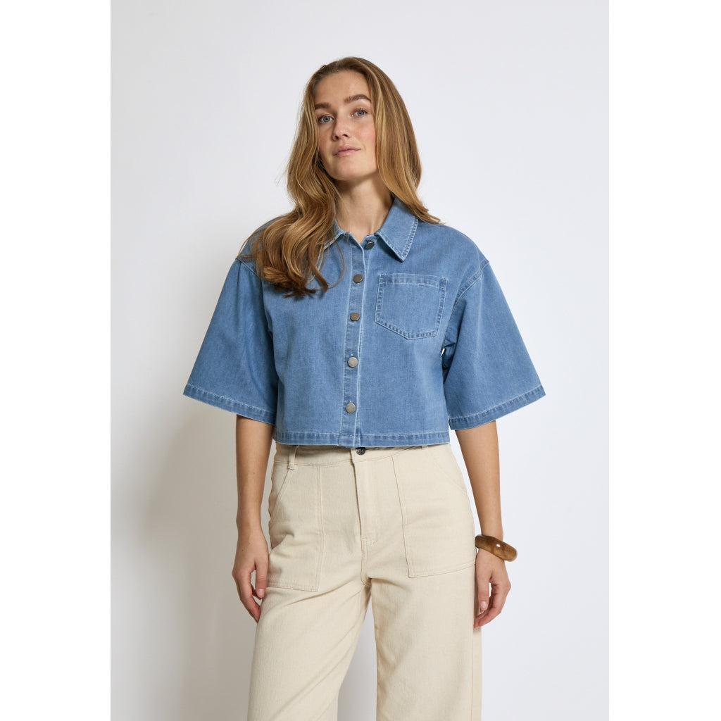Minus | Evina cropped shirt - light denim - MI6597