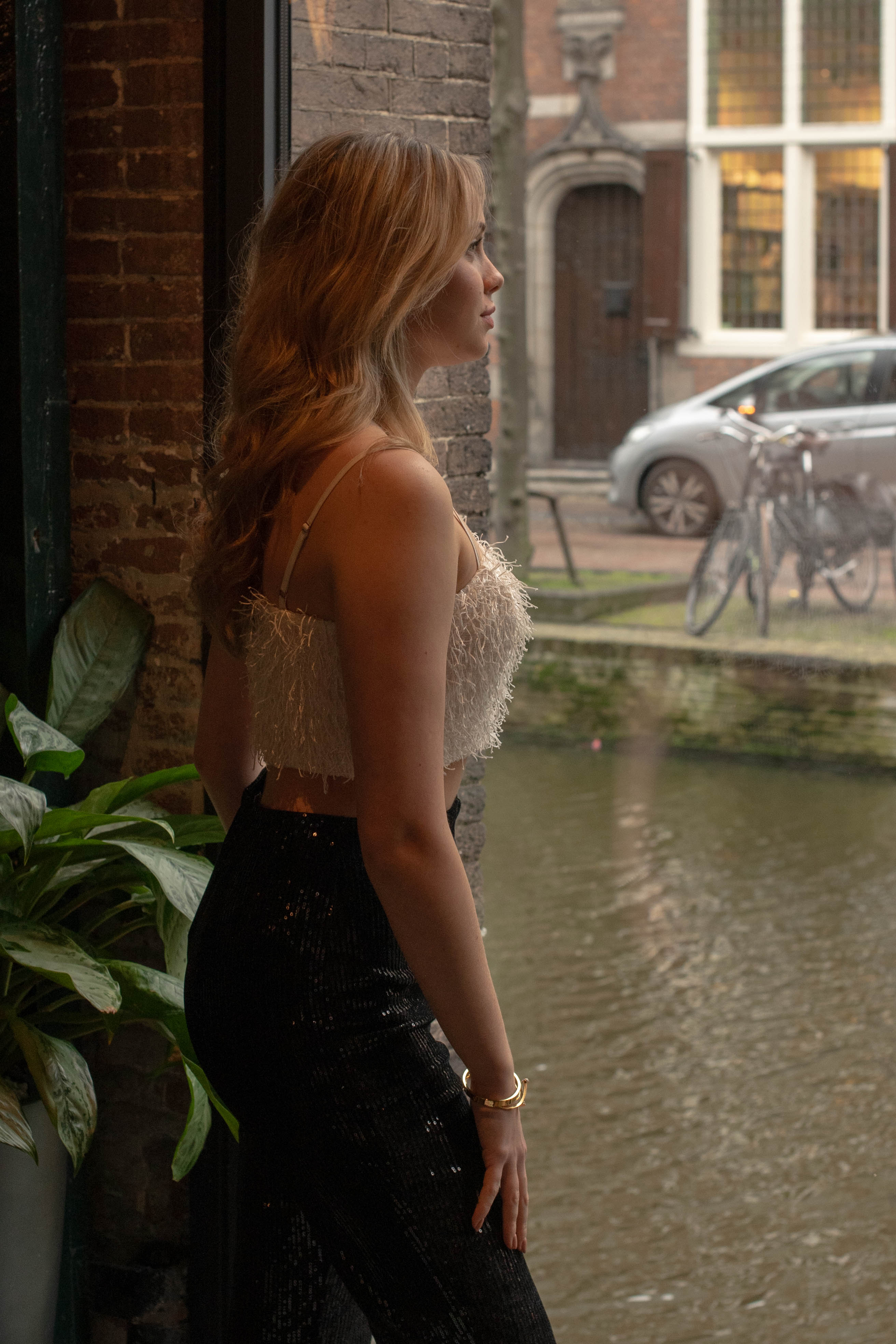 Minus | Holli high waisted flared sequin pant - black