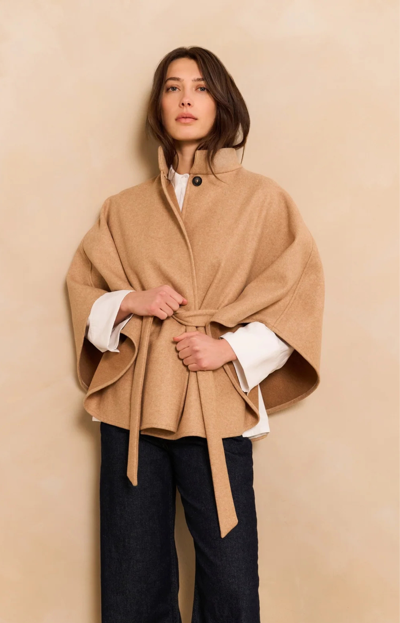 YAYA | Soft Woven Poncho Light Camel Melange