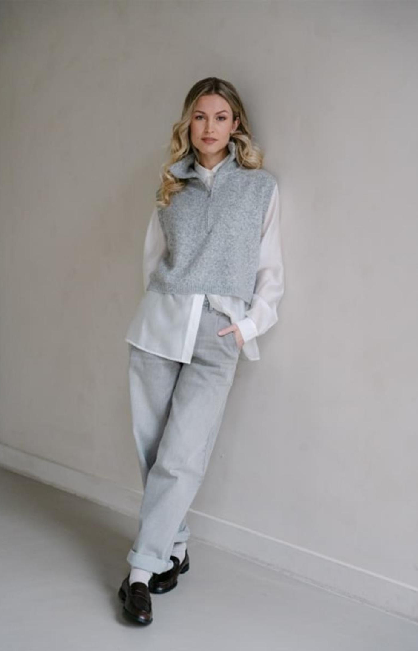 Aimee The Label | Loira A5 Knitted Waistcoat Light Grey