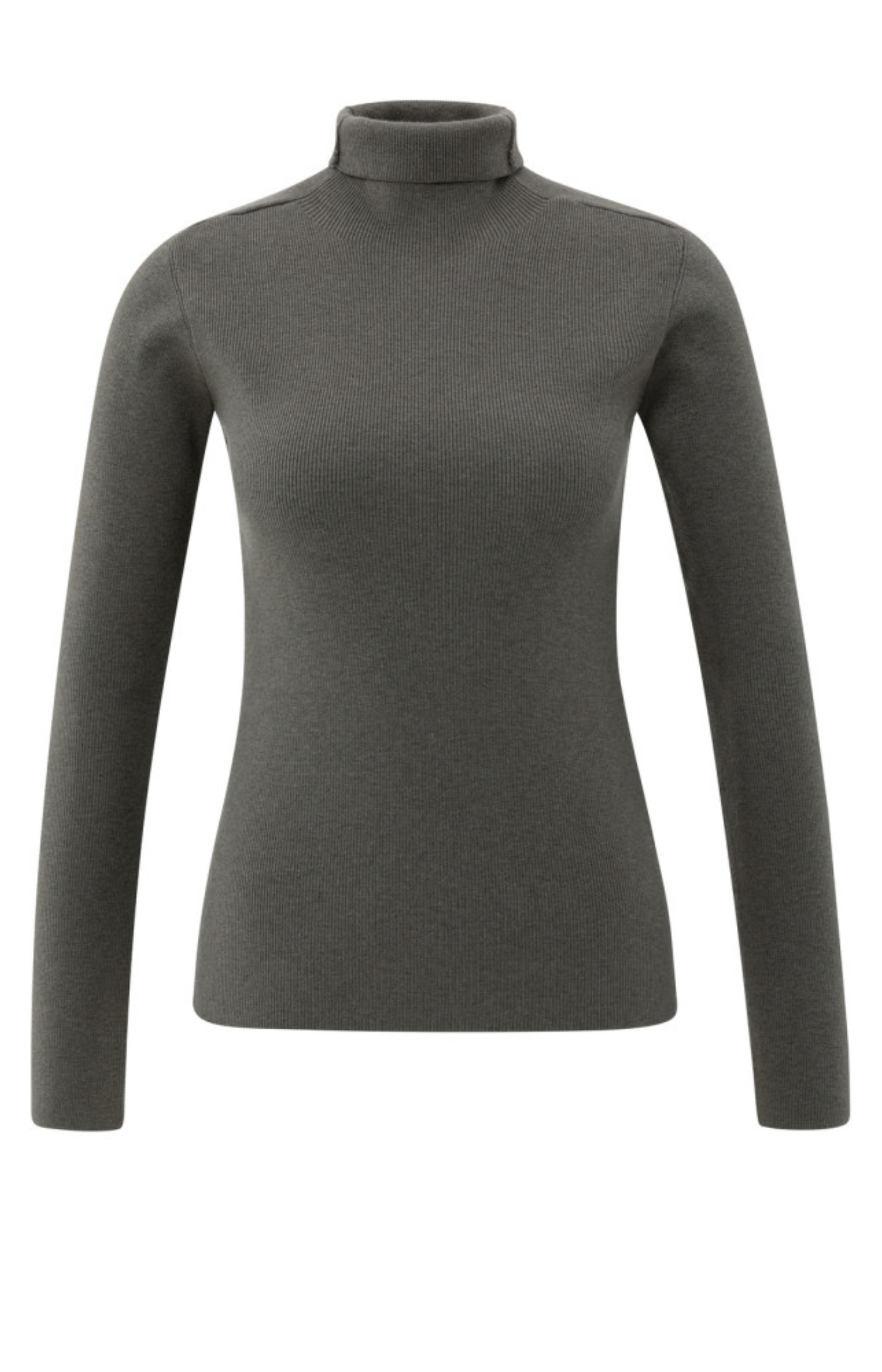 YAYA | Getailleerde Geribde Top Met Col Grijs