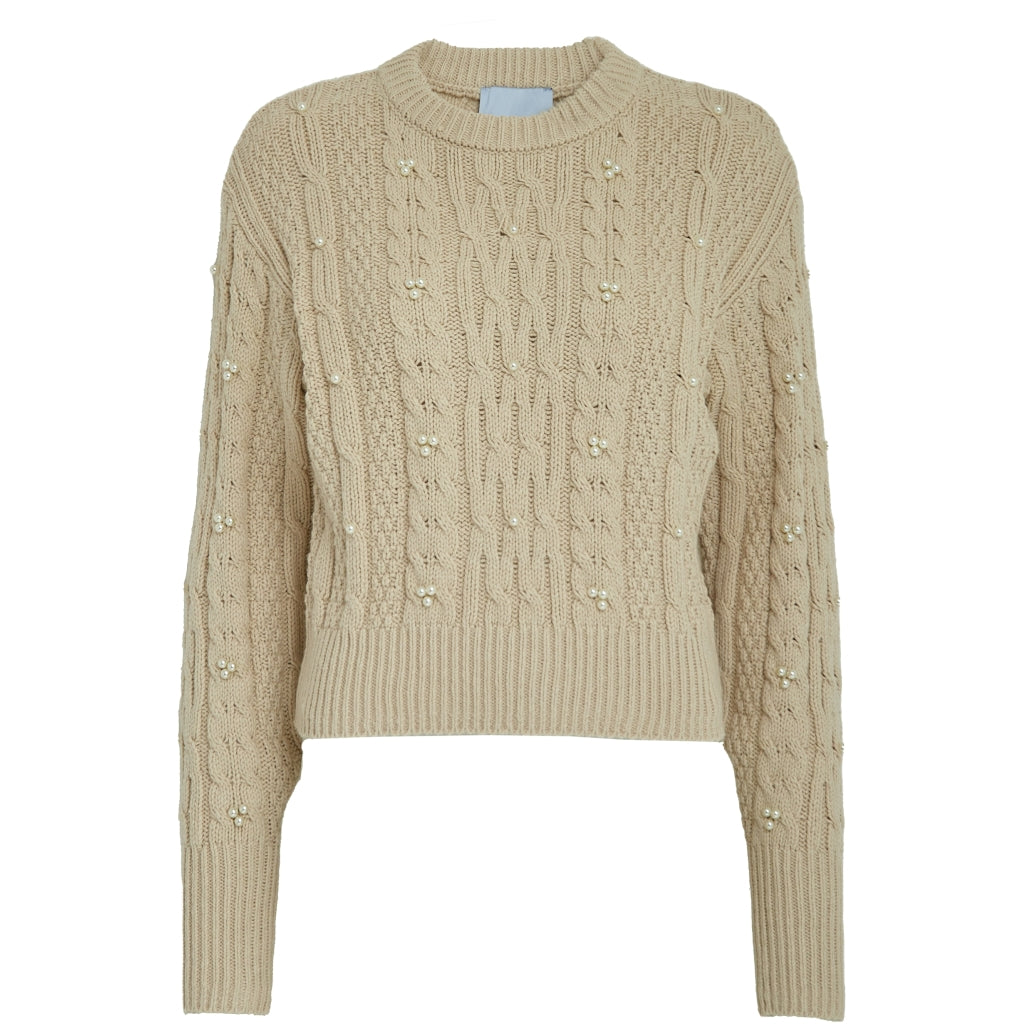 Minus | Junie crop cable knit pullover - sand gray