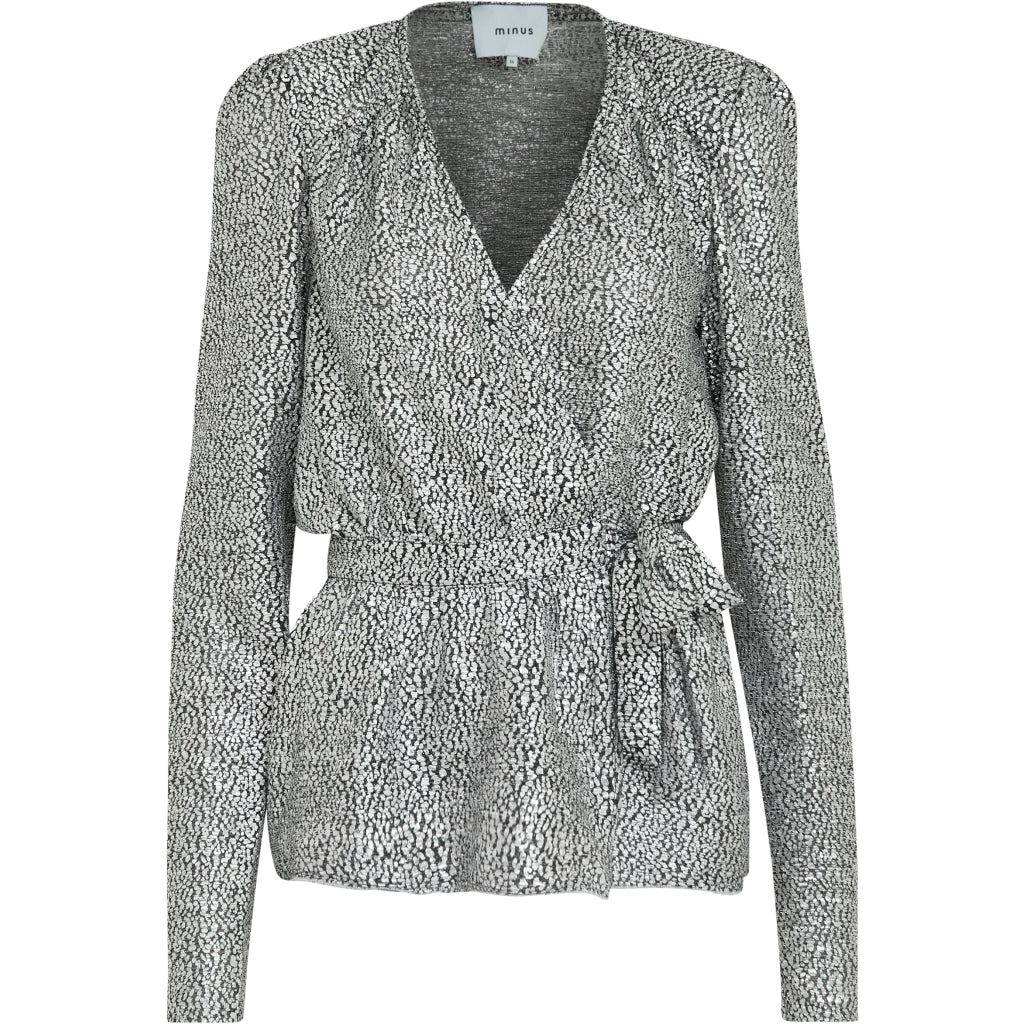 Minus | Limea wrap blouse - black metallic (silver)