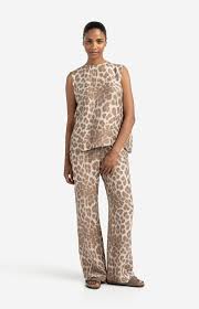 YAYA | Luchtige broek met leopard print - milk brown dessin - 01-301207-507