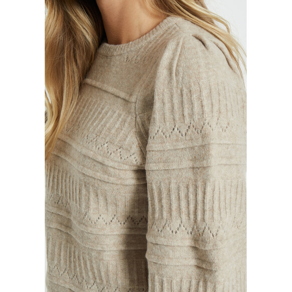 Peppercorn| Pam Puff Sleeve knit pullover - Feather gray