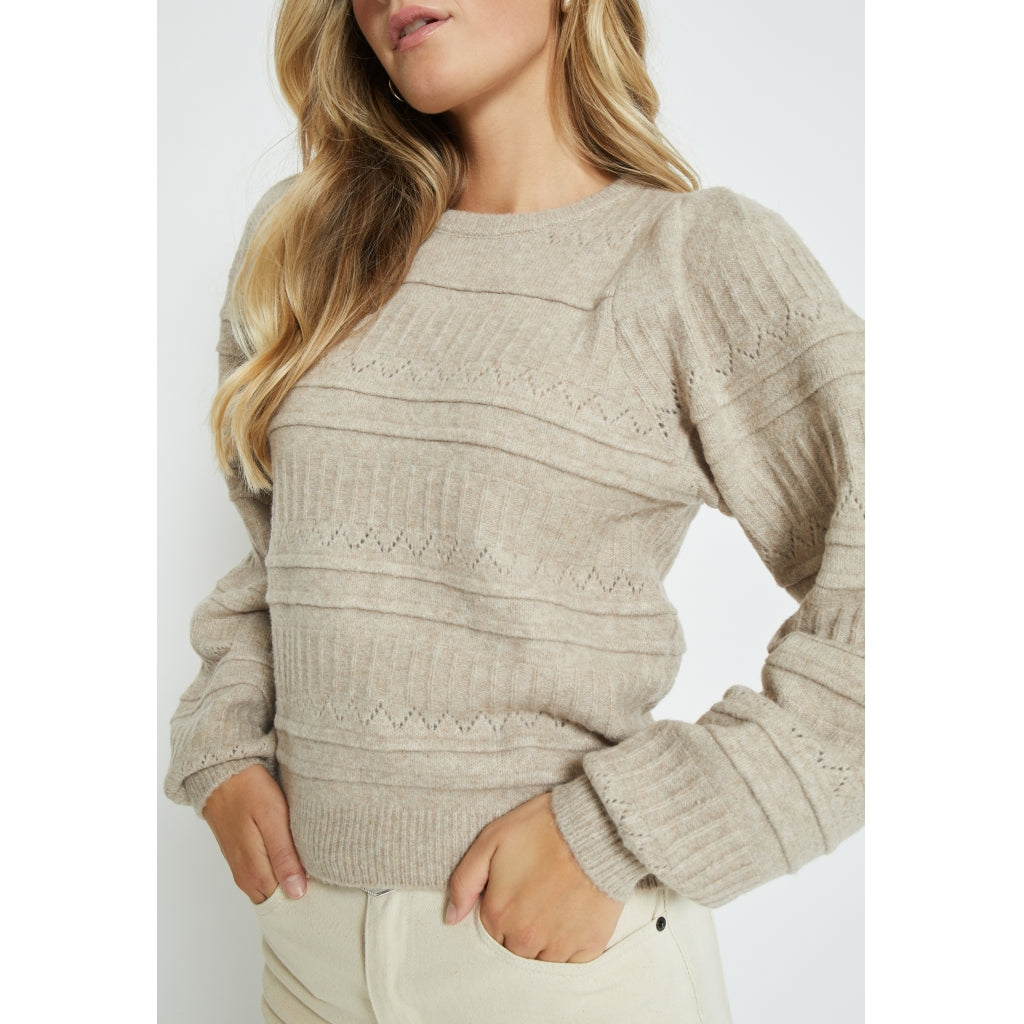 Peppercorn| Pam Puff Sleeve knit pullover - Feather gray