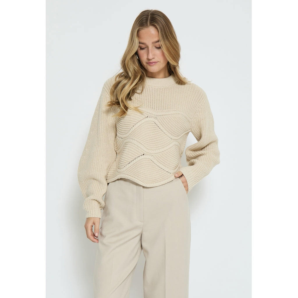 Peppercorn | Sif mock neck knit pullover - whitecap grey - PC7474