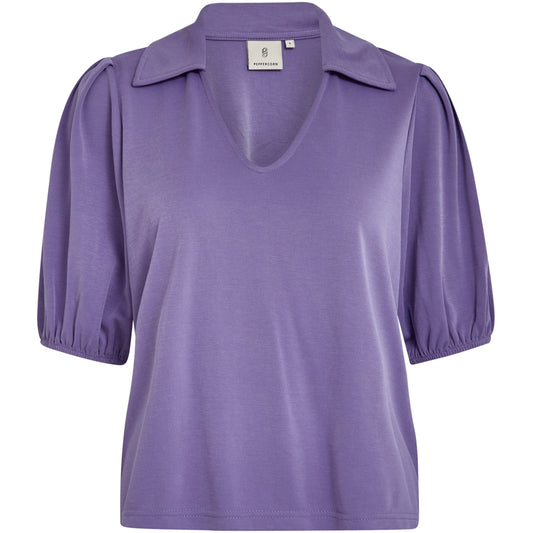 Peppercorn | Tate v-neck jersey blouse - lavendula - PC7728