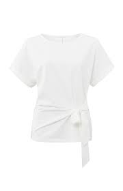 YAYA | T-shirt met ronde hals en knoopdetail - pure white - 01-709093-506