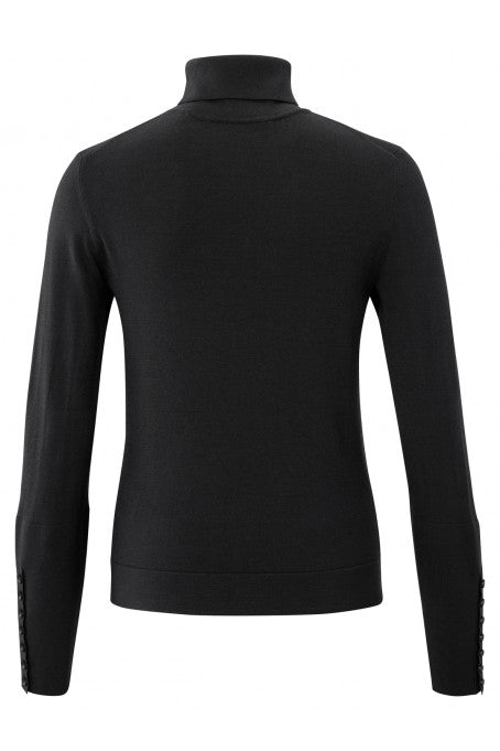 YAYA | Sweater with turtle neck and long sleevewith button Black