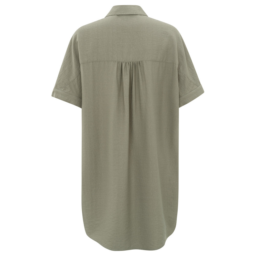 YAYA | Blouse jurk met korte mouwen, knoopjes en plooidetails -  01-601125-405
