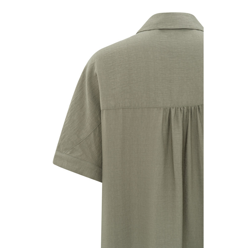 YAYA | Blouse jurk met korte mouwen, knoopjes en plooidetails -  01-601125-405