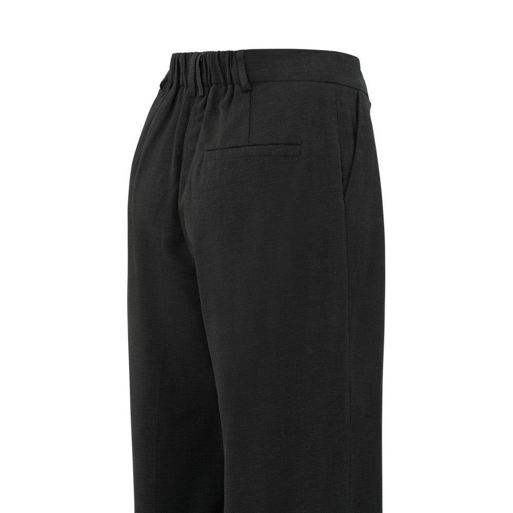 YAYA | Broek van linnenmix met wijde pijpen - washed black - 01-301196-505