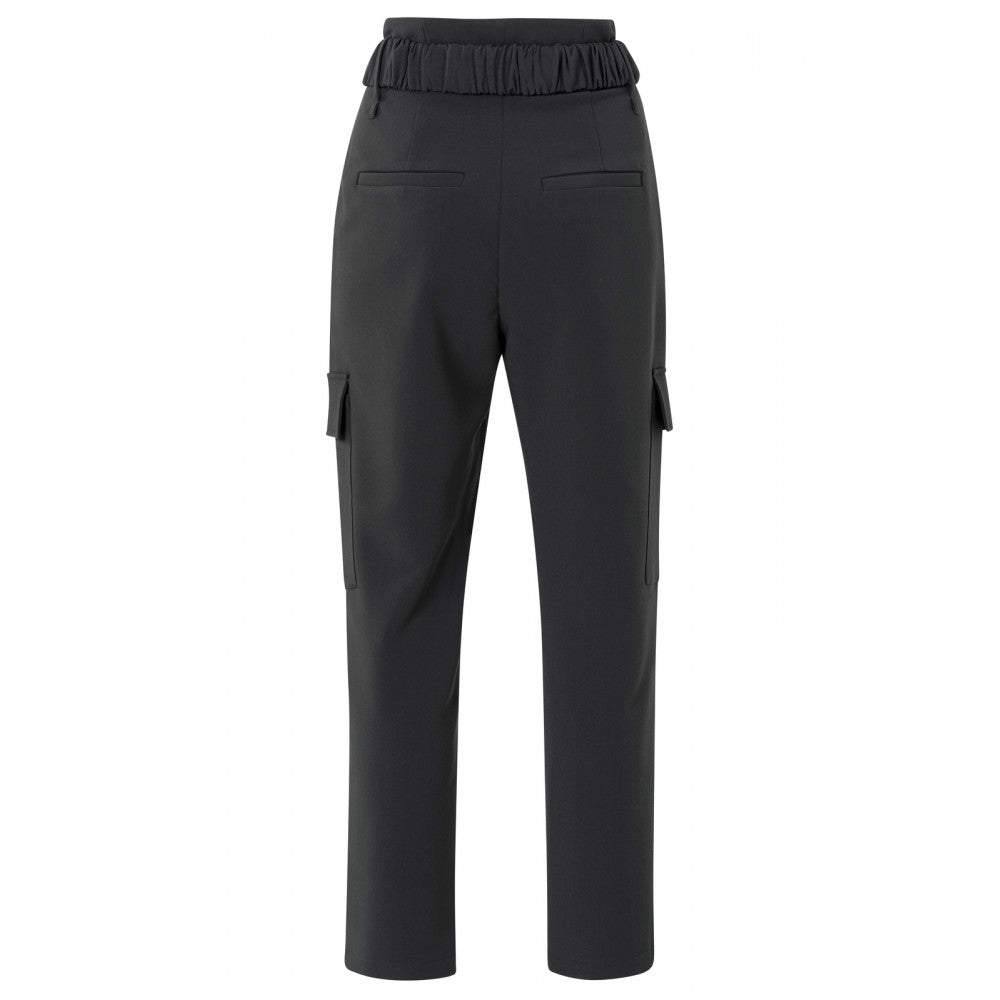 YAYA | High waisted cargo trousers with belt, zip fly and pockets - phantom - 01-301092-310