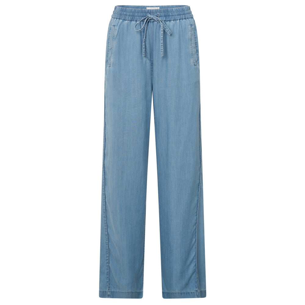 YAYA | Chambray broek met wijde pijpen - Chambrey - 01-301190-504