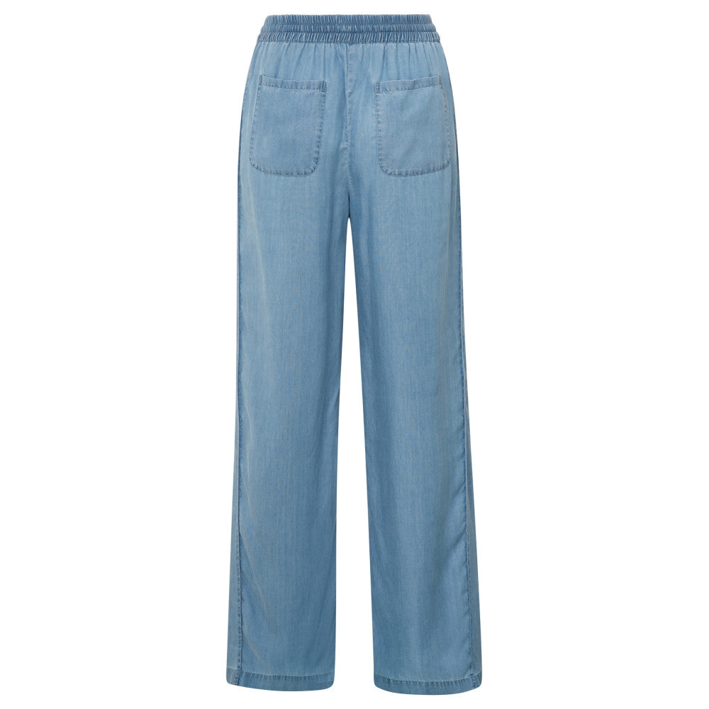 YAYA | Chambray broek met wijde pijpen - Chambrey - 01-301190-504
