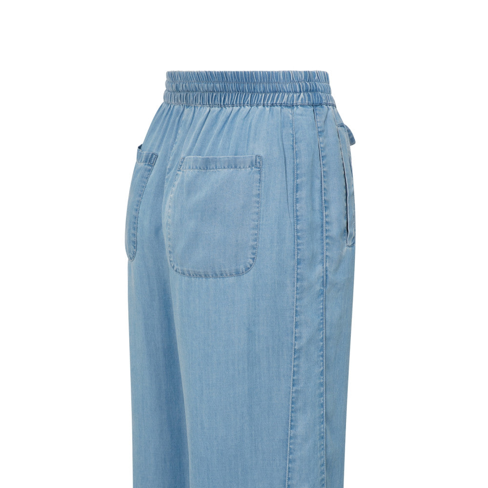 YAYA | Chambray broek met wijde pijpen - Chambrey - 01-301190-504