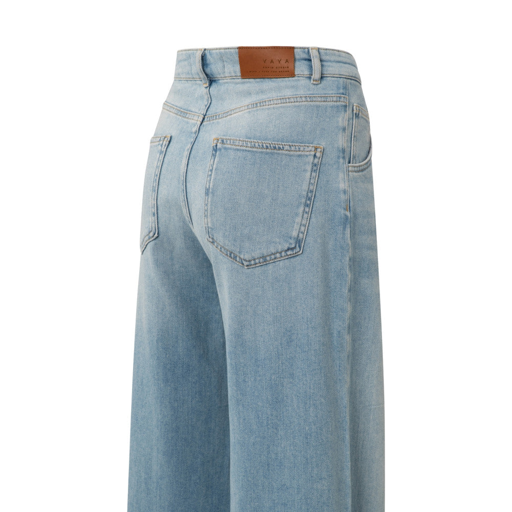 YAYA | Denim trousers with wide legs - light blue denim - 01-311103504
