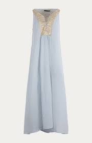 Greek Archaic Kori | dress maxi light grey gold - S25K-330422