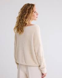 Summum Woman | boat neck sweater fake fur knit - ivory - 7s5880-8014