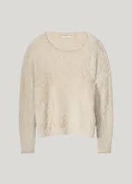 Summum Woman | boat neck sweater fake fur knit - ivory - 7s5880-8014