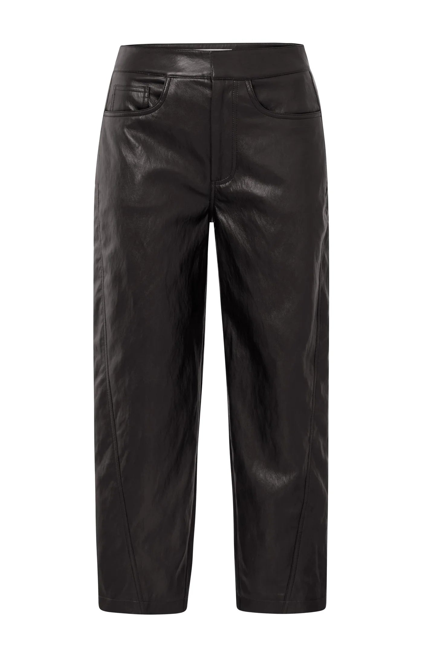 YAYA | Kunstleren Broek Anthracite Brown