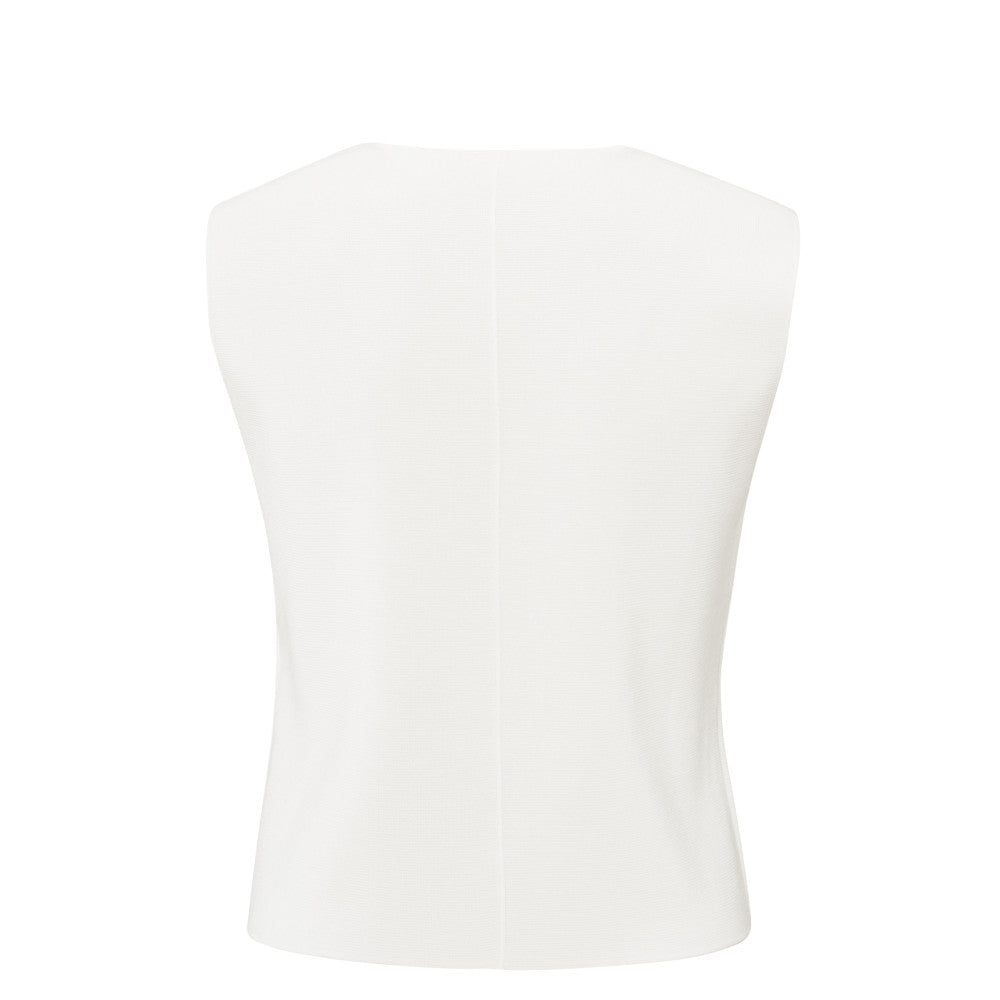YAYA | Fijngebreid gilet met V-hals - pure white - 01-010103-504