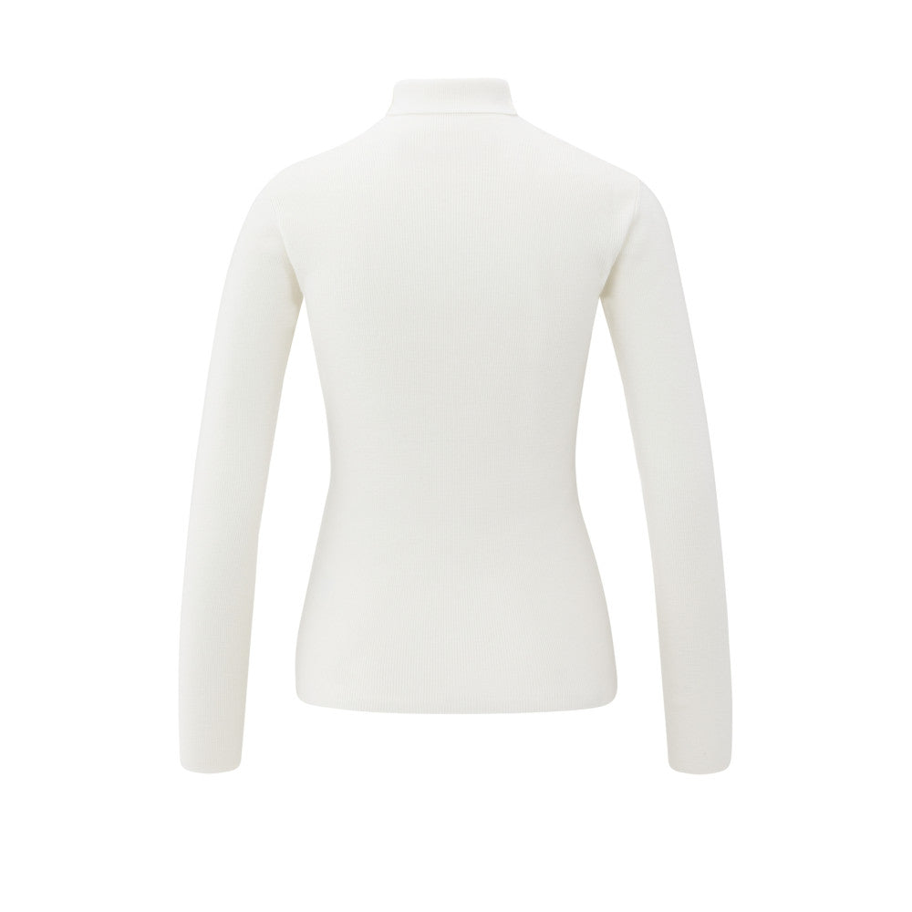 YAYA | Getailleerde Geribde Top Met Col Creme