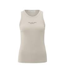 YAYA | Geribd singlet met subtiele tekst op de voorkant - silver lining beige - 01-729042-506