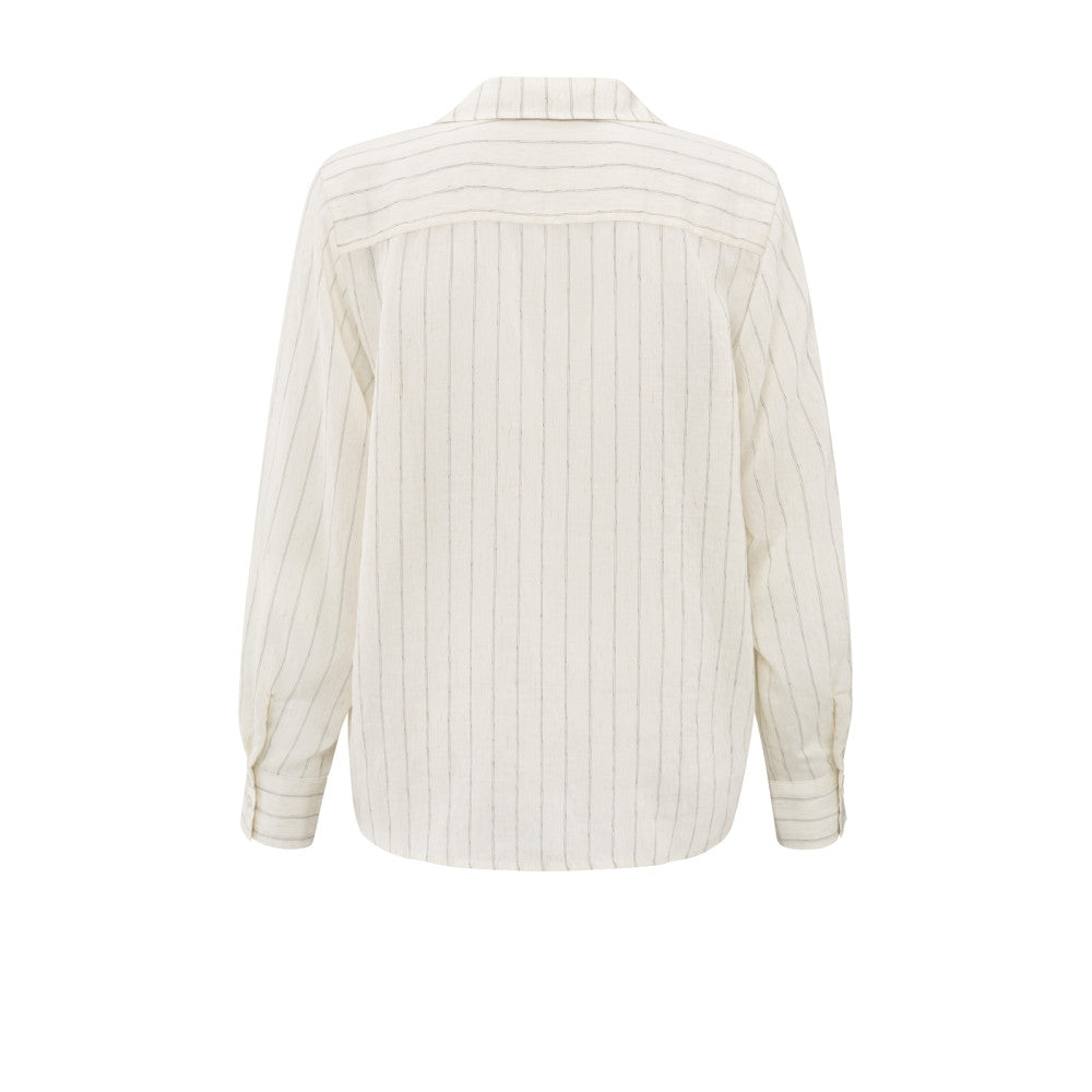 YAYA | Gestreepte blouse met plooidetail en normale pasvorm - summer sand dessin - 01-201154-505