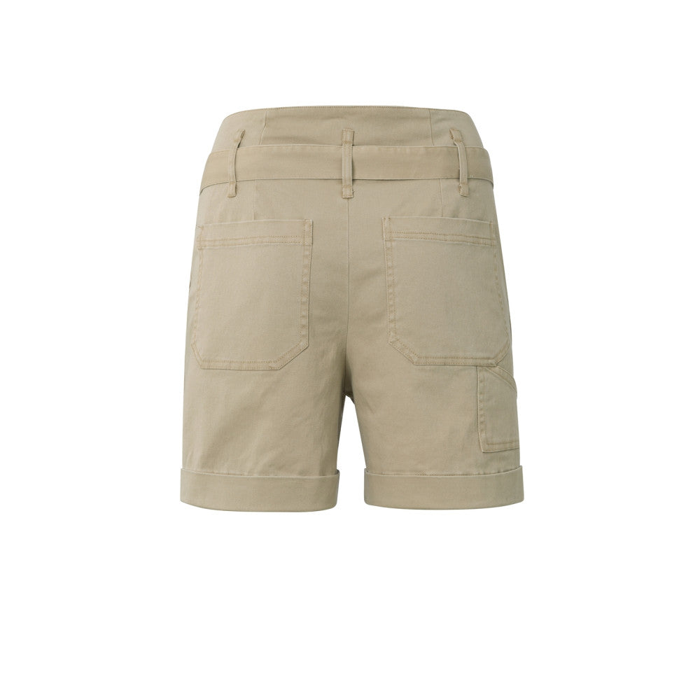 YAYA | Geweven cargo shorts met hoge taille, rits en strik detail - 01-321017-405