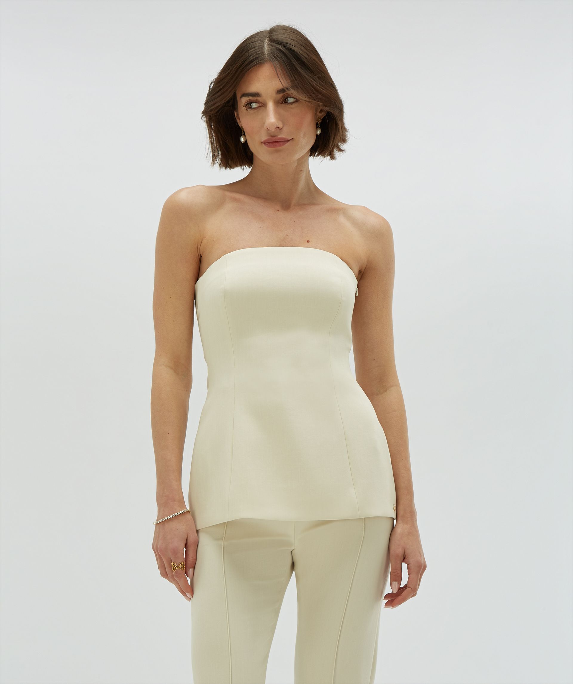 Josh V. | Ivy fitted bustier top- light ecru - JV-2503-0104