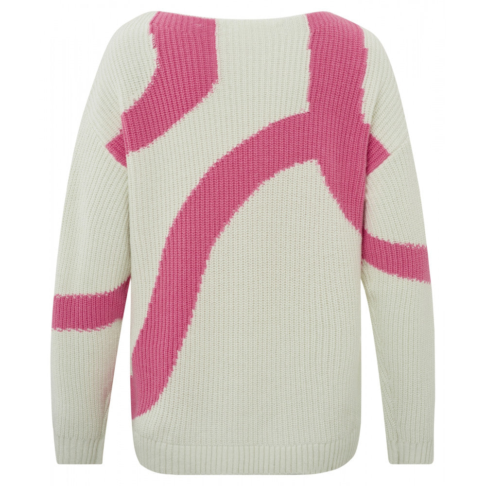 Jacquard trui met boothals, lange mouwen en print - 01-000310-401 -