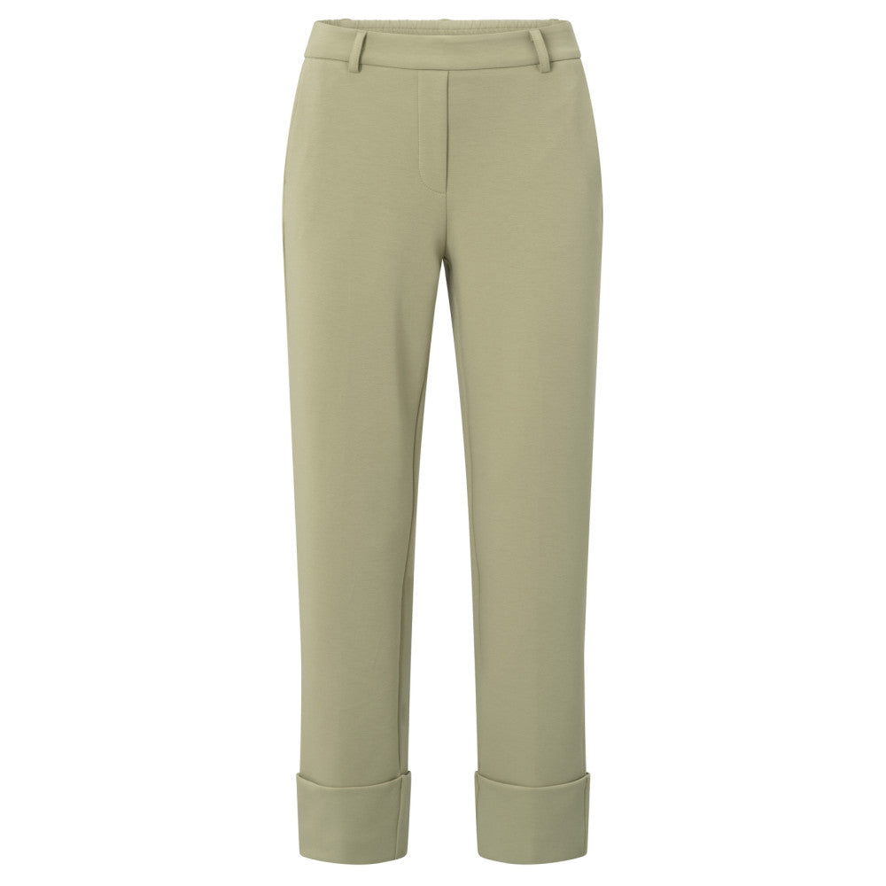 YAYA | Jersey pantalon met vaste omgeslagen zoom - soft green - 01-309187-504