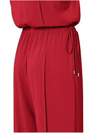YAYA | Mouwloos jumpsuit met koord detail - scarlett sage red - 01-341019-507