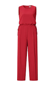 YAYA | Mouwloos jumpsuit met koord detail - scarlett sage red - 01-341019-507