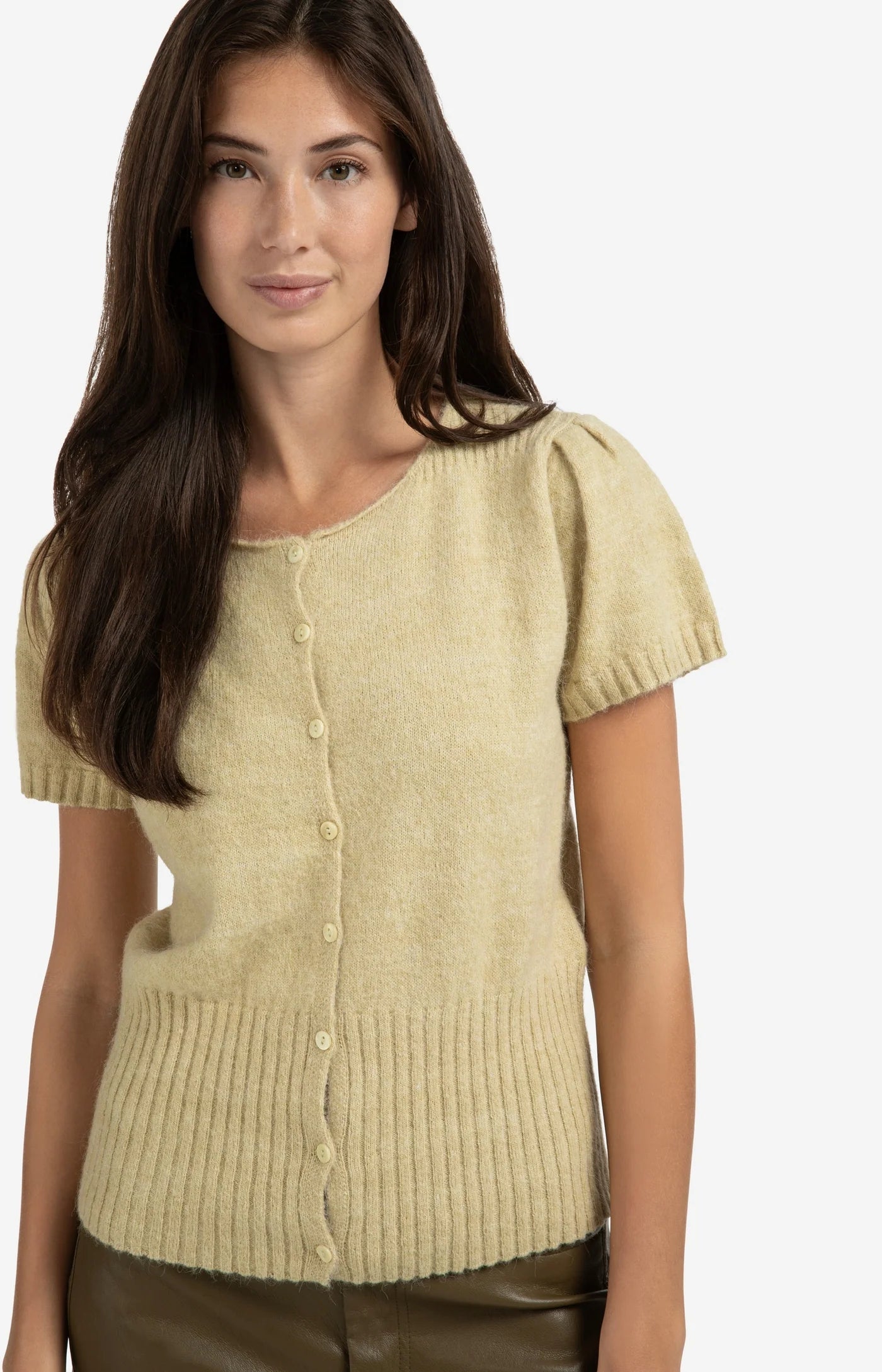 YAYA | Gebreid Vest Pale Olive Green