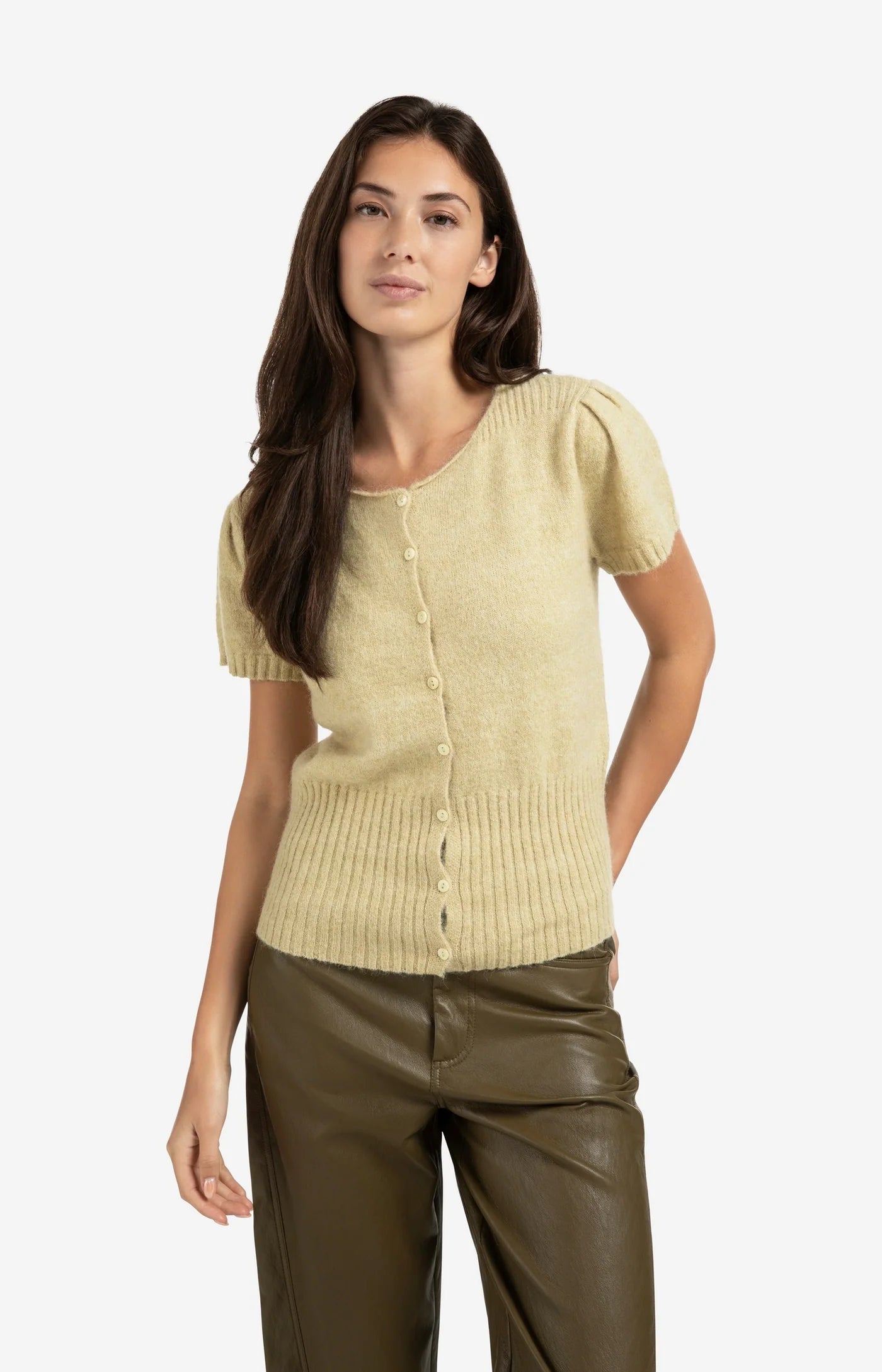 YAYA | Gebreid Vest Pale Olive Green